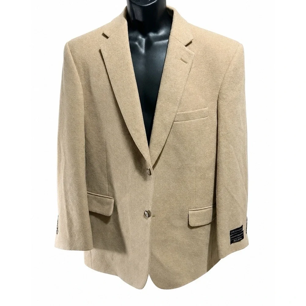 NWT Jos A Bank Mens 42L Executive 100% Camel Hair Blazer Tan Sport Coat $450